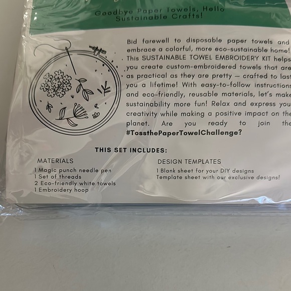 Sustainable Towel Embroidery Kit - Cream - Picture 2 of 8